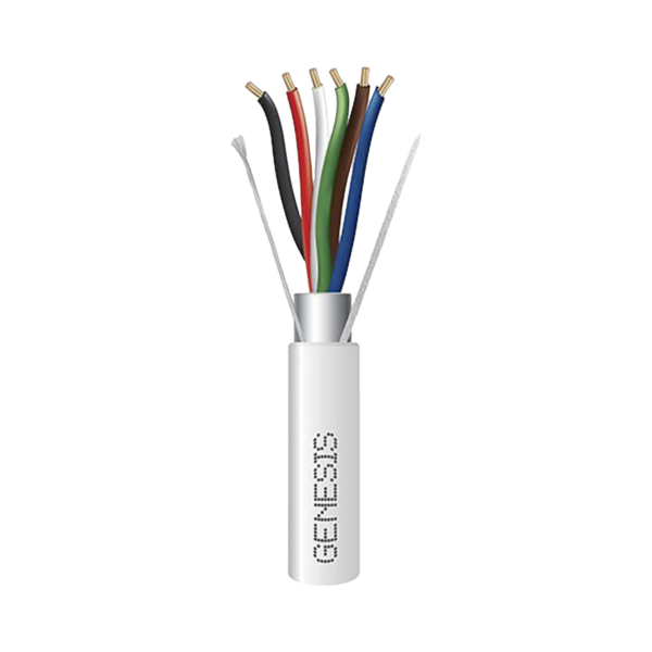 Bobina de 305 Metros / Cable de Cobre / 6 x 18 AWG  / Para Interior / Color Blanco / Blindado / Para Aplicaciones de Alarmas de Intrusión/Control de Acceso/ Automatización / Interfonos y Tv Porteros