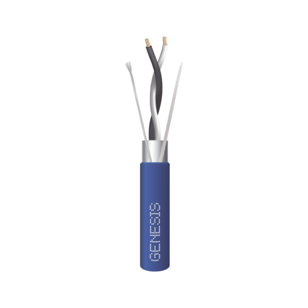 Bobina de 305 Metros de Cable BLINDADO / 2 x 22 AWG / Uso INTERIOR / Azul / Tipo CMP-CL3P, FPLP, FT6 / UL de COMUNICACIÓN de datos