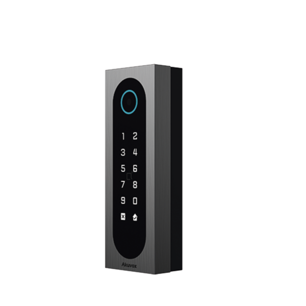 Control de Acceso Slim Akuvox A08S / Aluminio y Vidrio Templado / IP65 & IK09 / Capacidad para 20,000 Tarjetas / Métodos de Acceso Multi (QR, Bluetooth, PIN, RFID) / Soporta Wiegand / 1 Salida de Relay