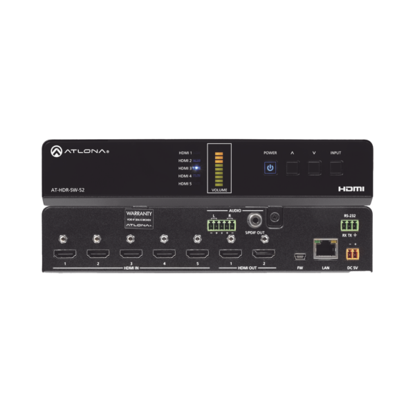 Switch de matriz HDMI 4K HDR 5×2