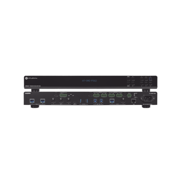 OMEGA Switch Matriz 6x2 de AV Multiformato con Entradas HDMI, HDBaseT, USB-C y Display Port / Salidas HDMI y HDBaseT / Conectividad avanzada para conferencias y colaboración en 4K en un solo dispositivo
