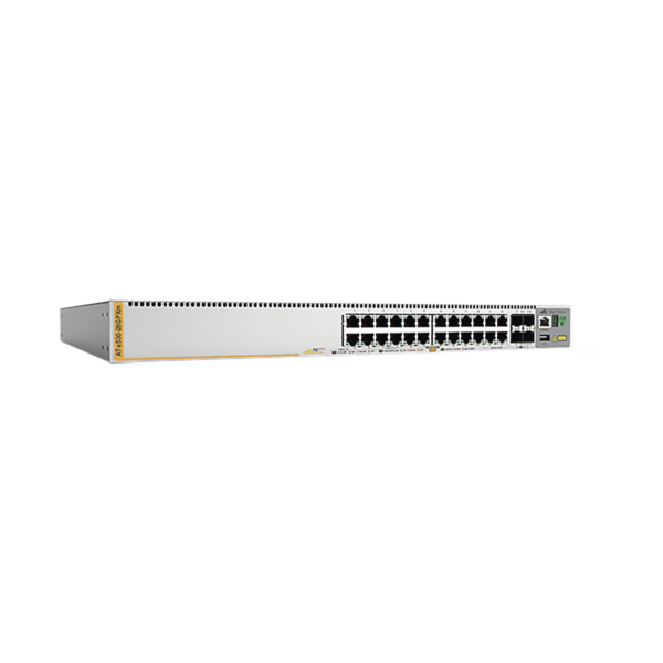Switch PoE+ Stackeable Capa 3, 20 puertos 10/100/1000 Mbps + 4 x 100M/1G/2.5/5G-T + 4 puertos SFP+ 10 G, hasta 740 W, fuente redundante