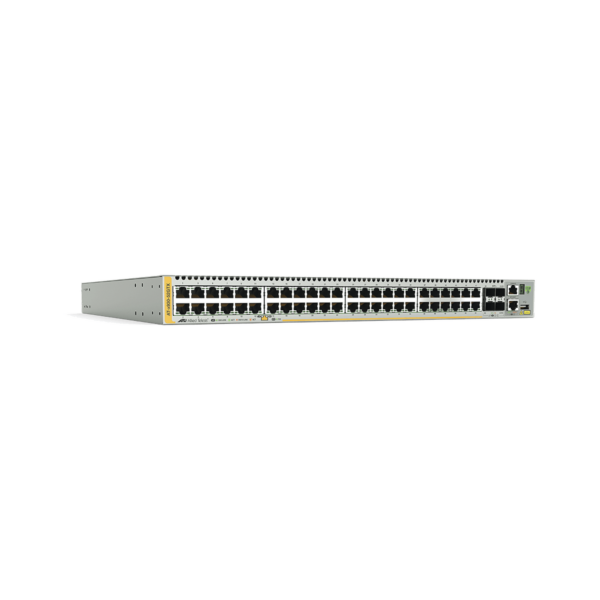 Switch Stackeable Capa 3, 48 puertos 10/100/1000 Mbps + 4 puertos SFP+ 10 G y dos bahías hotswap PSU, Versión Federal
