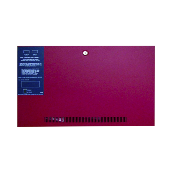 Gabinete para dos baterías de respaldo de 55 AH. Para aplicaciones en sistemas de detección de incendio (FAS).