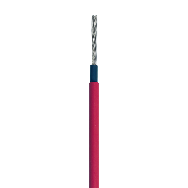 Cable Fotovoltaico Rojo / Cobre Estañado / 6 mm² (10 AWG) / 2000V / Rollo 100m / UL 4703 y TUV