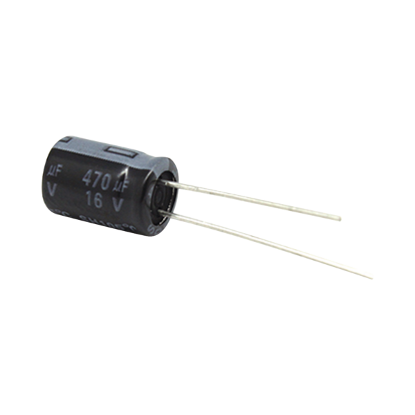 Capacitor Electrolítico de Aluminio, Radial de 470 µFd, 16 Vcc, 105 °C, 8.0 x 11 mm.