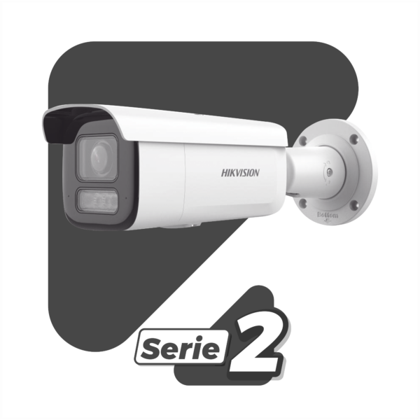 [Dual Light + 2 Micrófonos Integrados] Bala IP 2 Megapixel / Lente Mot. 2.8 a 12 mm / 60 mts Luz Blanca + 60 mts IR / ACUSENSE / Exterior IP67 / IK10 / WDR 120 dB / PoE+ / ONVIF / Alarmas I/O / Micro SD / Metal / ACUSEARCH
