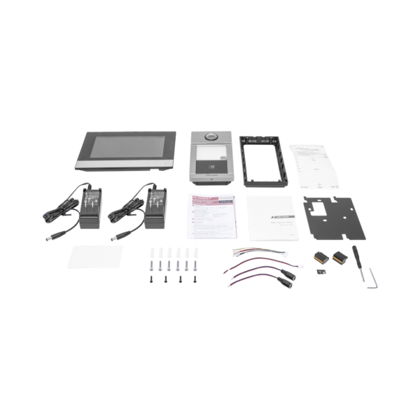 Kit de Videoportero IP PoE Estandar con llamada a App de Smartphone (Hik-Connect) / Apertura con Tarjeta MIFARE / Frente de calle IK08 & IP65 / Soporta 2 puertas