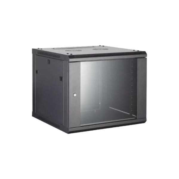 Gabinete para Montaje en Pared/ Piso, con Puerta de Cristal Templado, Cuerpo Fijo, con 4 Unidades de Rack, de 19in, Fabricado en Acero