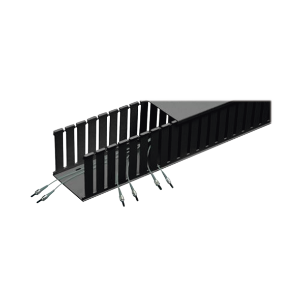 Canaleta Ranurada de PVC sin Tapa, Fiber-Duct™, 4 in de Ancho, 4 in de Alto y 1828.8 mm de Largo, Color Negro