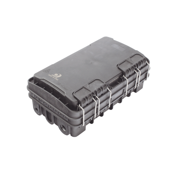 Caja de Distribución de Fibra Óptica para 24 Empalmes, con 8 acopladores SC/APC simplex, Exterior IP65, Color Negro