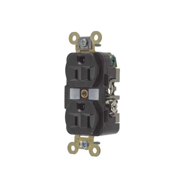 Contacto Dúplex 15 A 125 V / 2 Polos 3 Hilos/ Color Negro / Nema 5-15R / Grado Industrial.