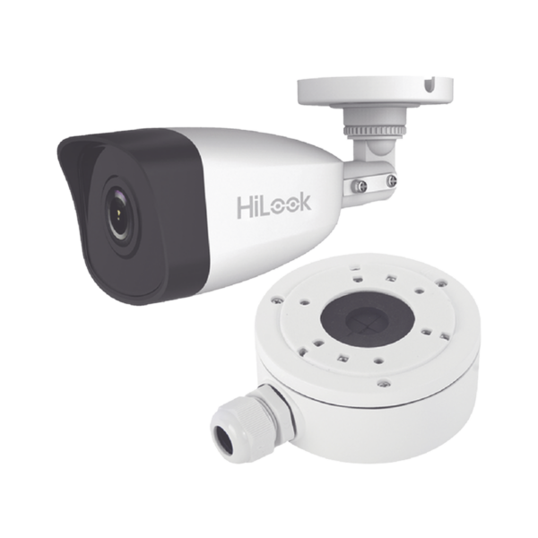 HiLook Series / Bala IP 4 Megapixel / 30 mts IR / Exterior IP67 / PoE / dWDR / Lente 2.8 mm + Caja de conexión DS-1280ZJ-XS