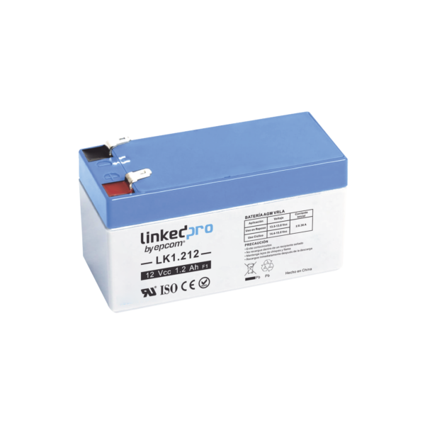 Batería 12 V / 1.2 Ah / UL / 5 Años vida útil promedio / Para uso en equipo electrónico /Alarmas de Intrusión / Incendio/ Control de acceso / Video Vigilancia / Terminales F1  ( Incluye adaptador para terminal F2 ).