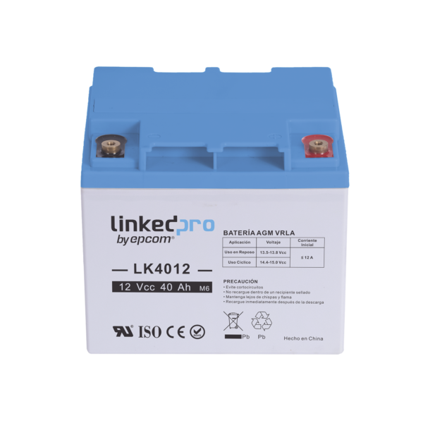 Batería 12 Vcc / 40 Ah / UL / Tecnología AGM-VRLA / Para uso en equipo electrónico, Alarmas de Intrusión / Incendio/ Control de acceso / Video Vigilancia / T2