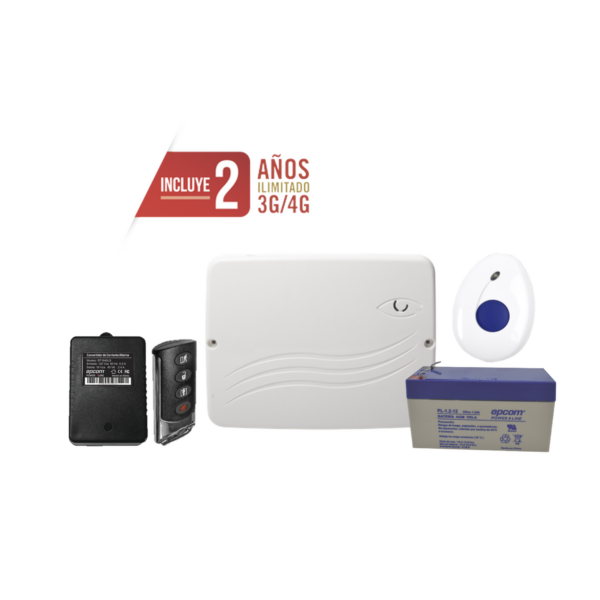 Kit de Panel de Alarma Híbrido 4G LTE con botón de Pánico y Detección de Caídas Inalámbrico, Incluye SIM con 2 años de Datos y APP Gratis