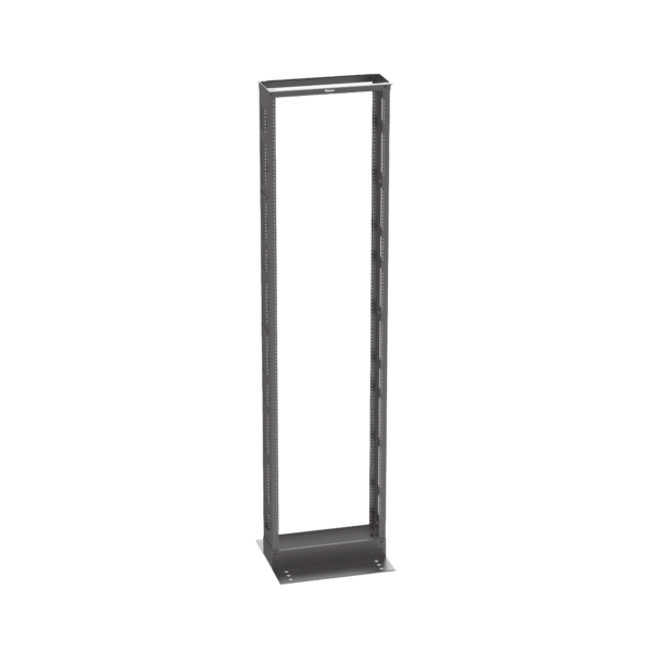 Rack de Dos Postes Estándar de 19 in, Rieles Numerados y Roscados #12-24, 6 in de Profundidad, Fabricado en Acero, 45 Unidades de Rack, Color Negro
