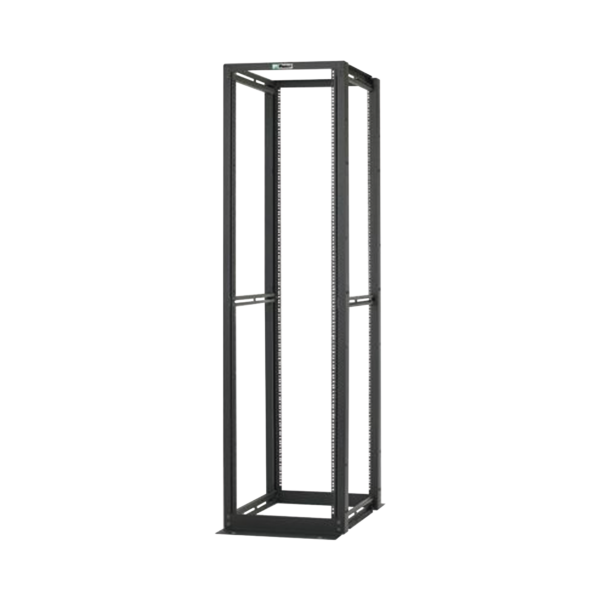 Rack de Cuatro Postes Estándar de 19", Rieles Numerados y Roscados #12-24, Profundidad Máxima de 30 in, 45 Unidades de Rack, Color Negro