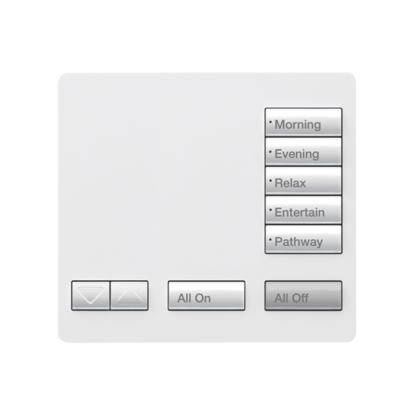 Teclado seetouch, sobre mesa 5 botones,  Botonera Retroiluminada / programe escenas diferentes en cada botón.