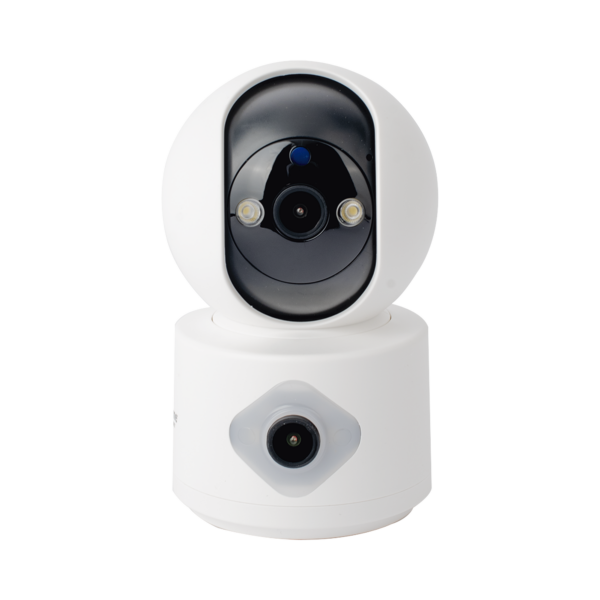 Camara doble lente 3mp| Wifi| autoseguimiento| Detección de movimiento| audio de 2 vias| almacenamiento hasta 128GB