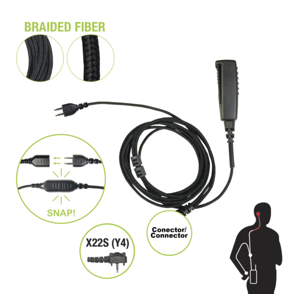 Cable para Micrófono audífono SNAP intercambiable con conector para Radios Vertex VX160/180/210/230/231/350/351/354/400/410/417/420/424/427.