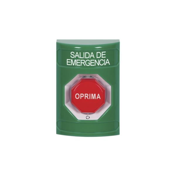 Botón de Salida de Emergencia , Texto en Español,  Acción Mantenida, Girar para Restablecer, LED de iluminación
