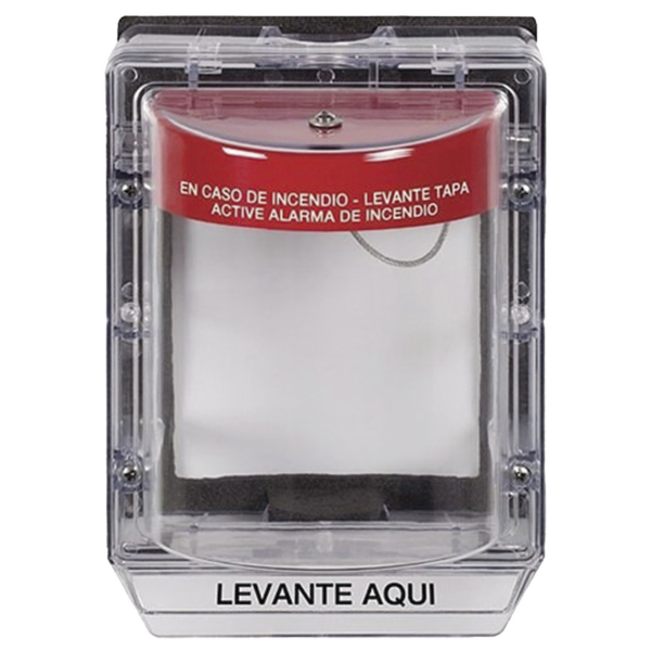 Cubierta Protectora de Policarbonato Serie Stopper II® , Con Bocina, Con Espaciador, Montaje Empotrado, Etiqueta en Español, IP54