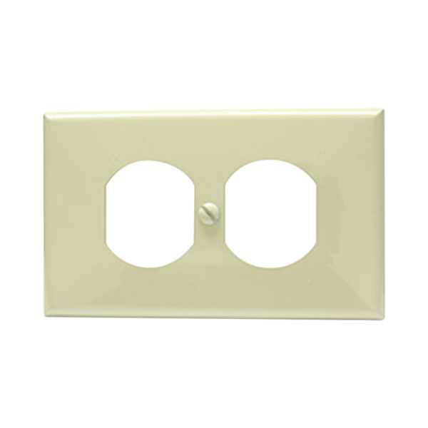 Placa de plástico para contacto dúplex color marfil.