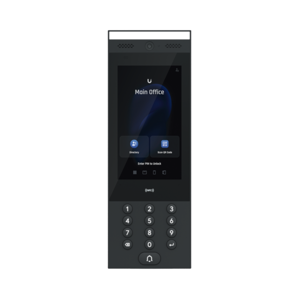 UniFi Intercom para interior/exterior IP65, Lector NFC y QR / Pantalla táctil 7", cámara, bocina y micrófono, sensor de movimiento, funciona con UniFi Access