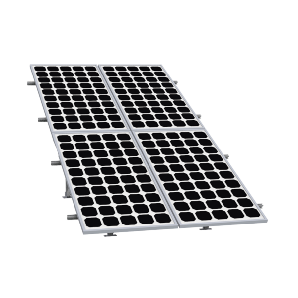 Montaje para Panel Solar 2X2, Riel 5 de 2700mm para Módulos con Espesor de 30-35mm, Vel. de Viento Máx. 136km/h