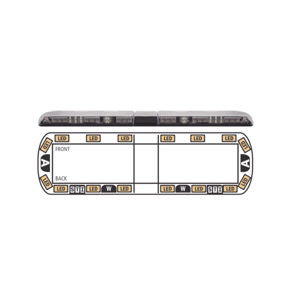 Torreta ámbar de 54" Vantage ™ 16 LED   2 luces de trabajo, 2 luces de callejón, 2 luces de freno, traseras y direccionales