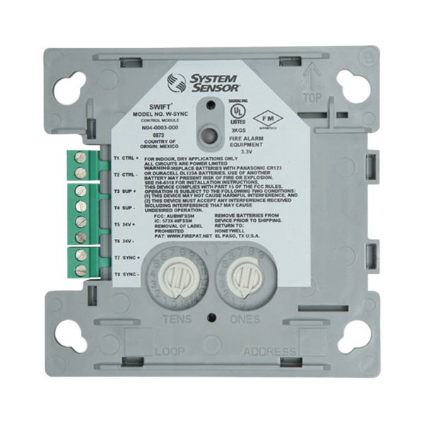 Módulo de Sincronización Inalámbrico / Compatible con Paneles Notifier, Fire-Lite, Silent Knight y Farenhyt / Incluye Baterías