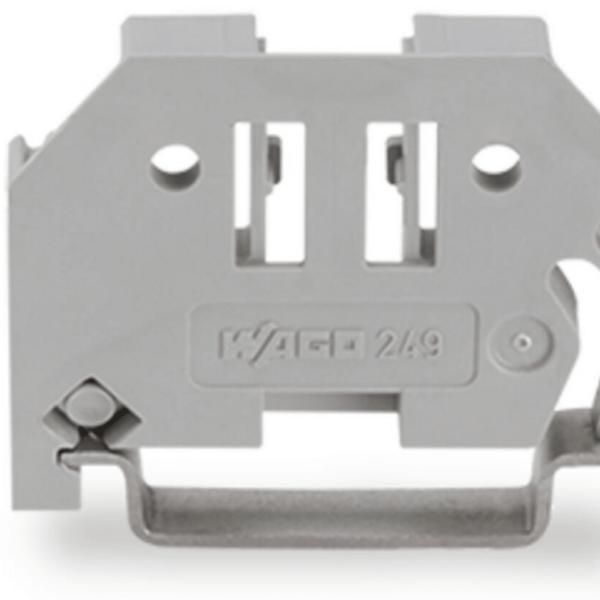 TOPE DE CIERRE SIN TORNILLOS / ANCHO 6 MM / PARA CARRIL DIN 35 X 15 Y 35 X 7,5 / GRIS / SIN HERRAMIENTAS / COMPATIBLE DIN EN 60715 / PLACAS DE FIJACIÓN
