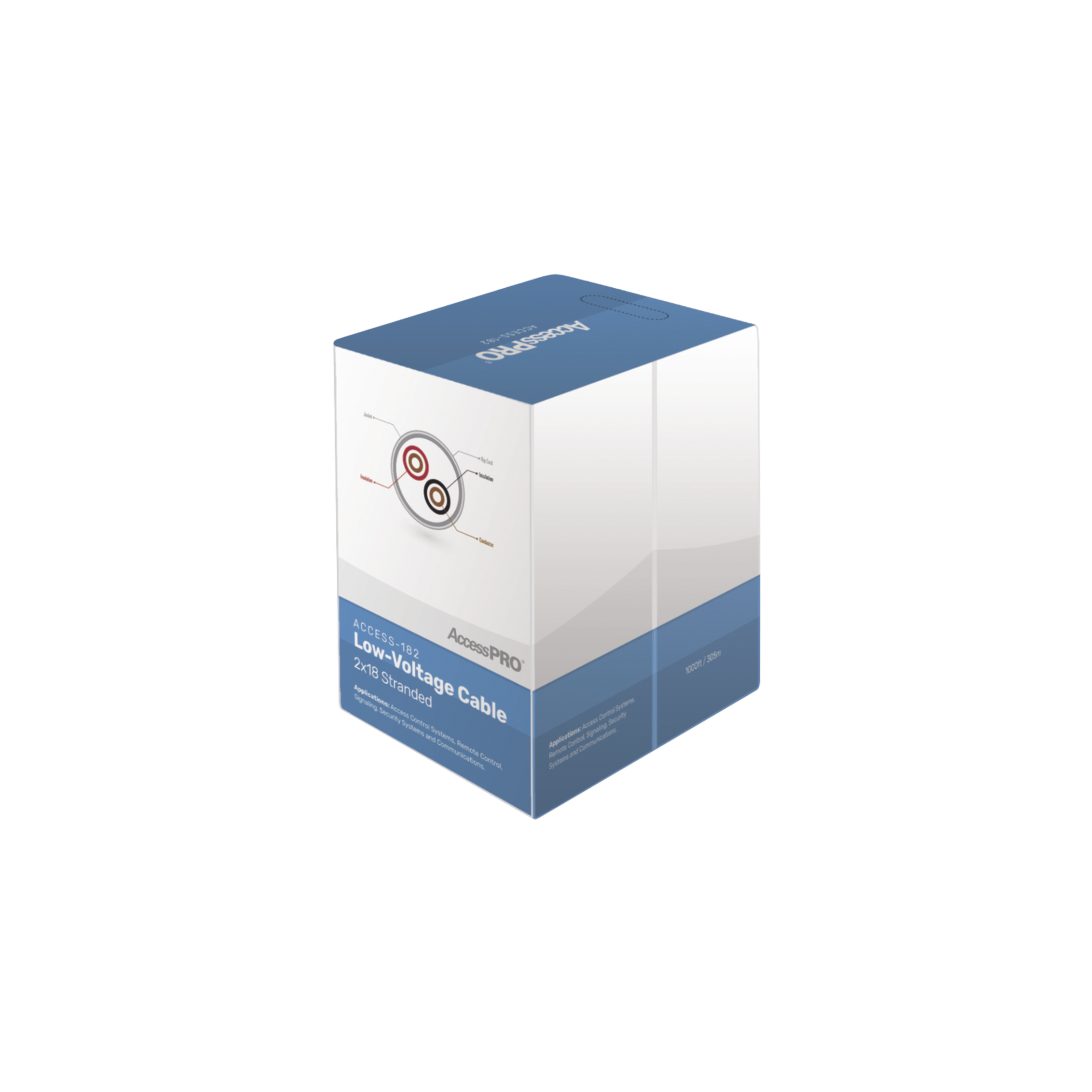 Bobina de 305 metros, con 2 cables calibre 18, FRPVC, CM, para aplicaciones en control de acceso