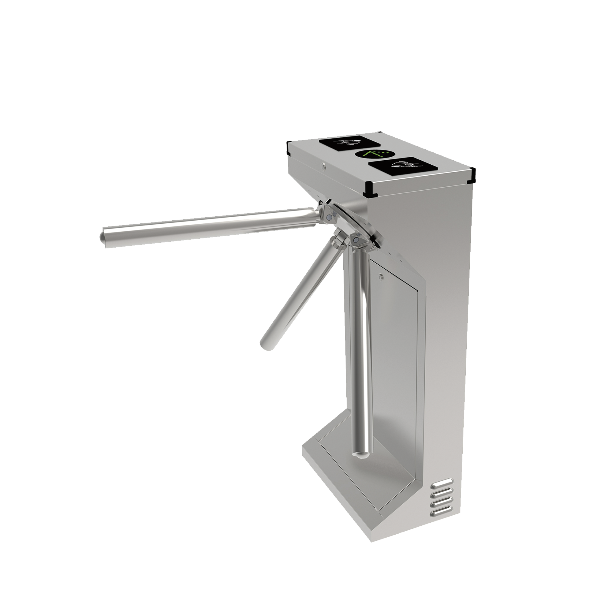 (MOTORIZADO, SIN CONTACTO),Torniquete Industrial en Acero Inoxidable, Bidireccional, USO RUDO, Espacio para Lectora de Proximidad