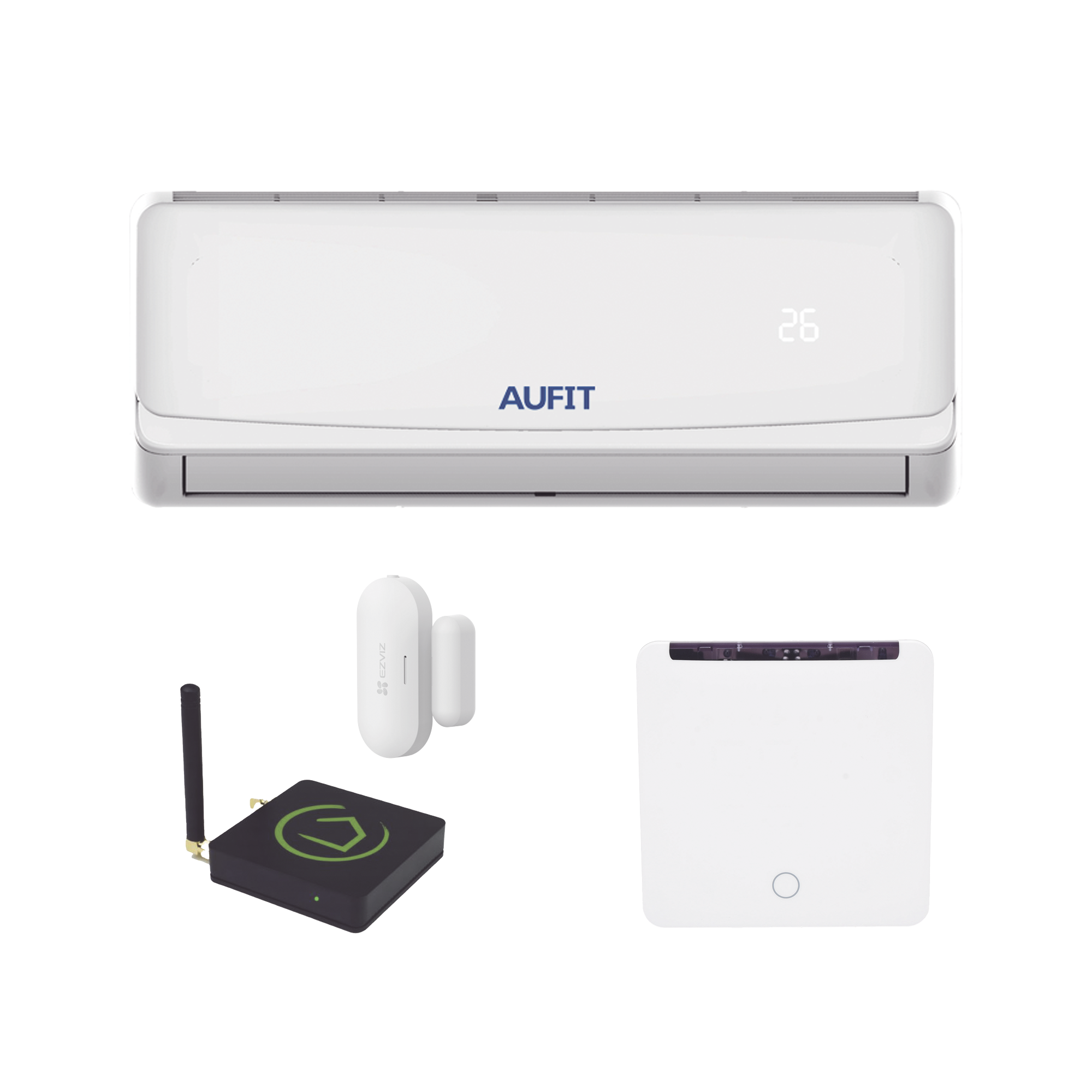 Kit para automatización / Compatible con cualquier Minisplit AUFIT / Minisplit CHI-R32-12K-110 / Termostato IR2900ZW / Hub controlador HC8 / Contacto magnético Inalámbrico CST2C