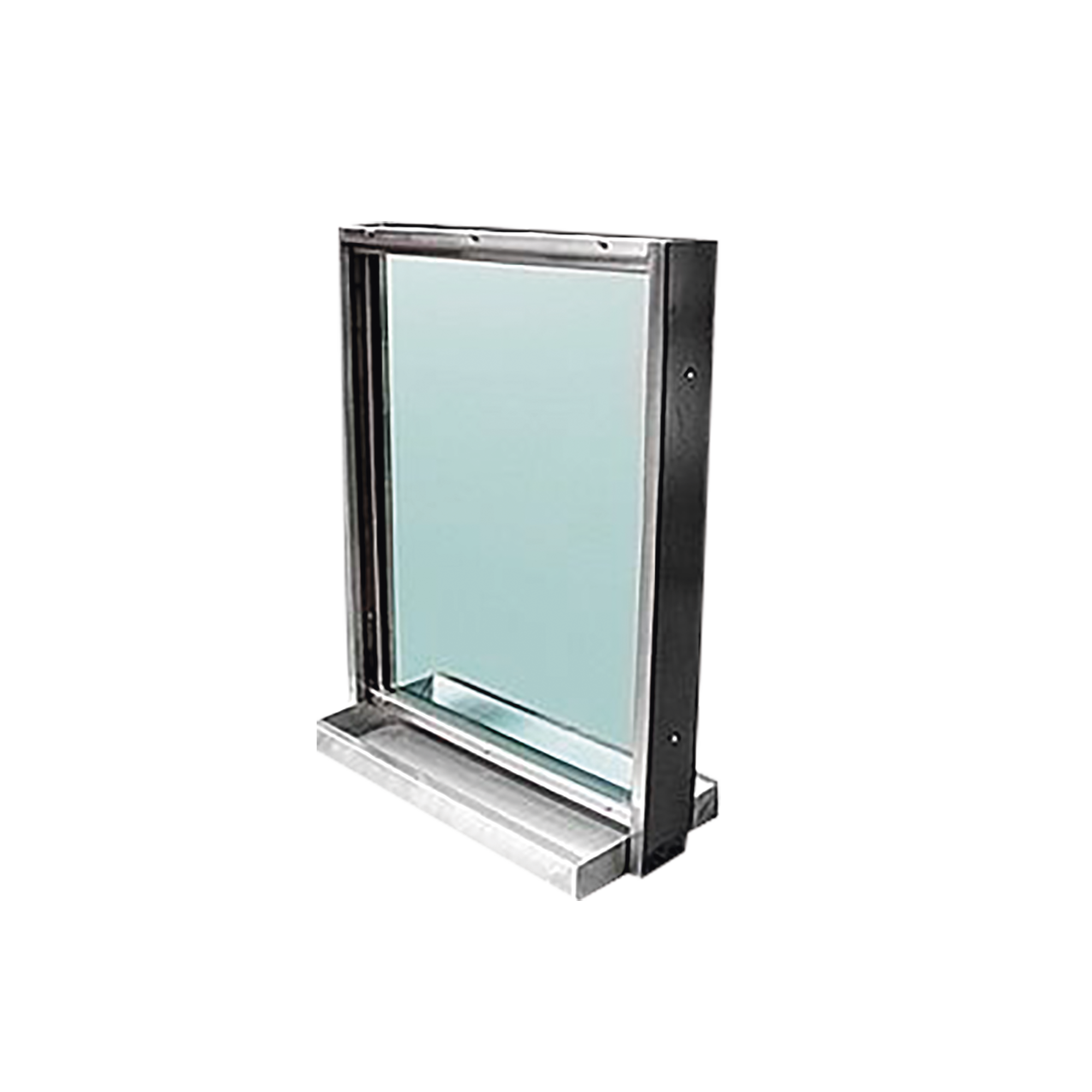 Ventana blindada Nivel V / Acero Inoxidable / 51mm / Charola pasa documentos / 80cm x 60cm.