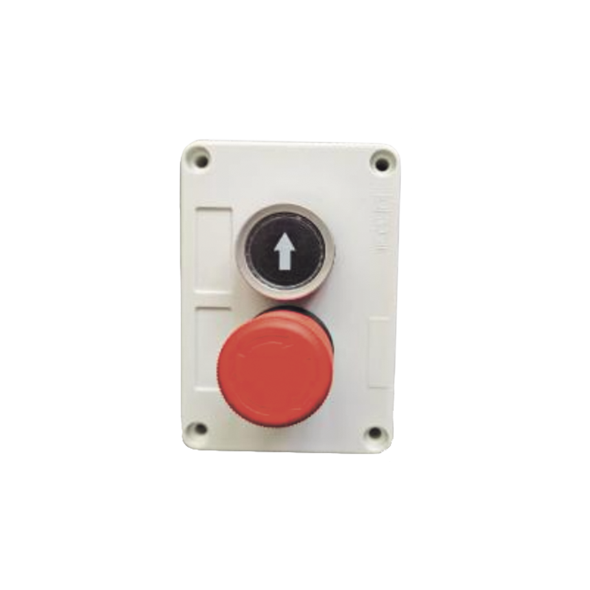 Botonera Doble Para Barreras Vehiculares, Operadores Corredizos y Abatibles / Botón de Stop Enclavado