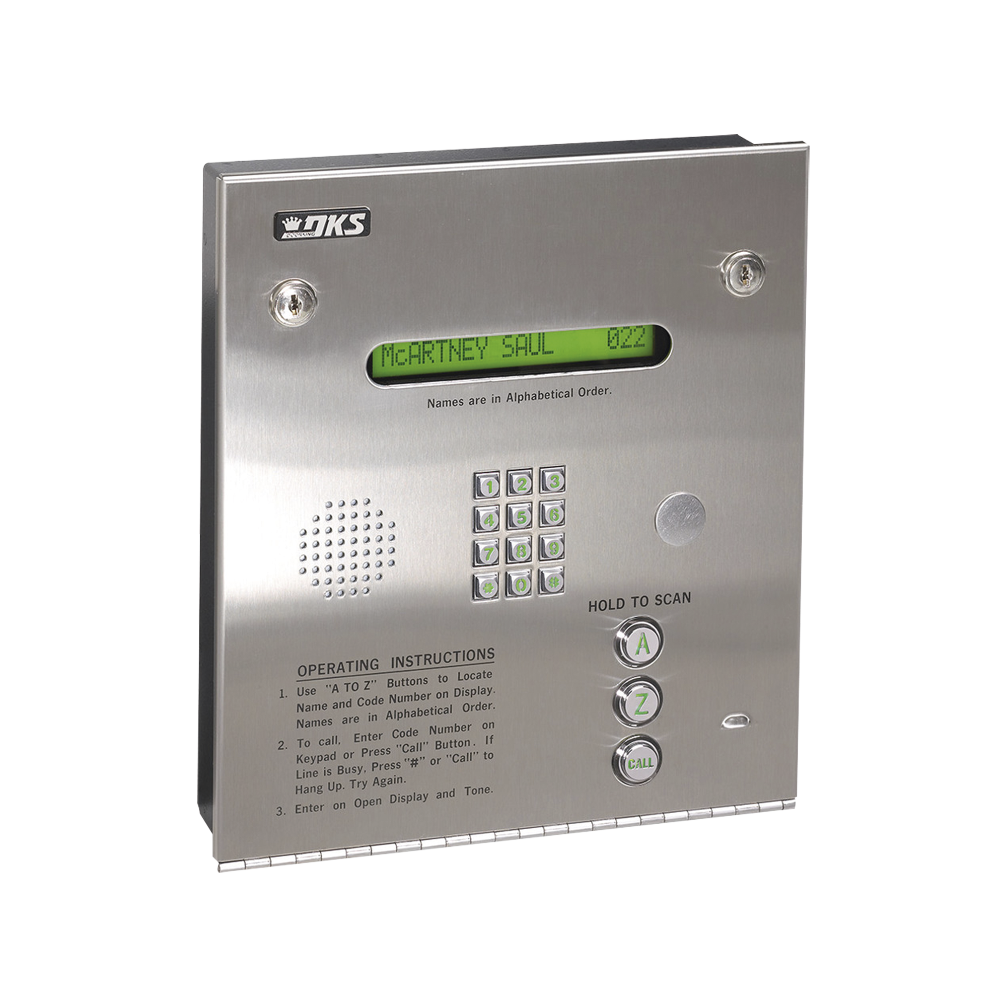 Control de acceso / Gabinete empotrable / 2 puertas / 3000 números telefónicos / 11 dígitos / Directorio en pantalla / Lineas A/D