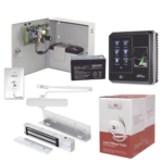 Sistema Completo de Acceso, Incluye Lector Biometrico SF300, Chapa magnética con bracket, Cierra puerta, Botón de Salida, Cable " Gratis ", y fuente profesional con Batería