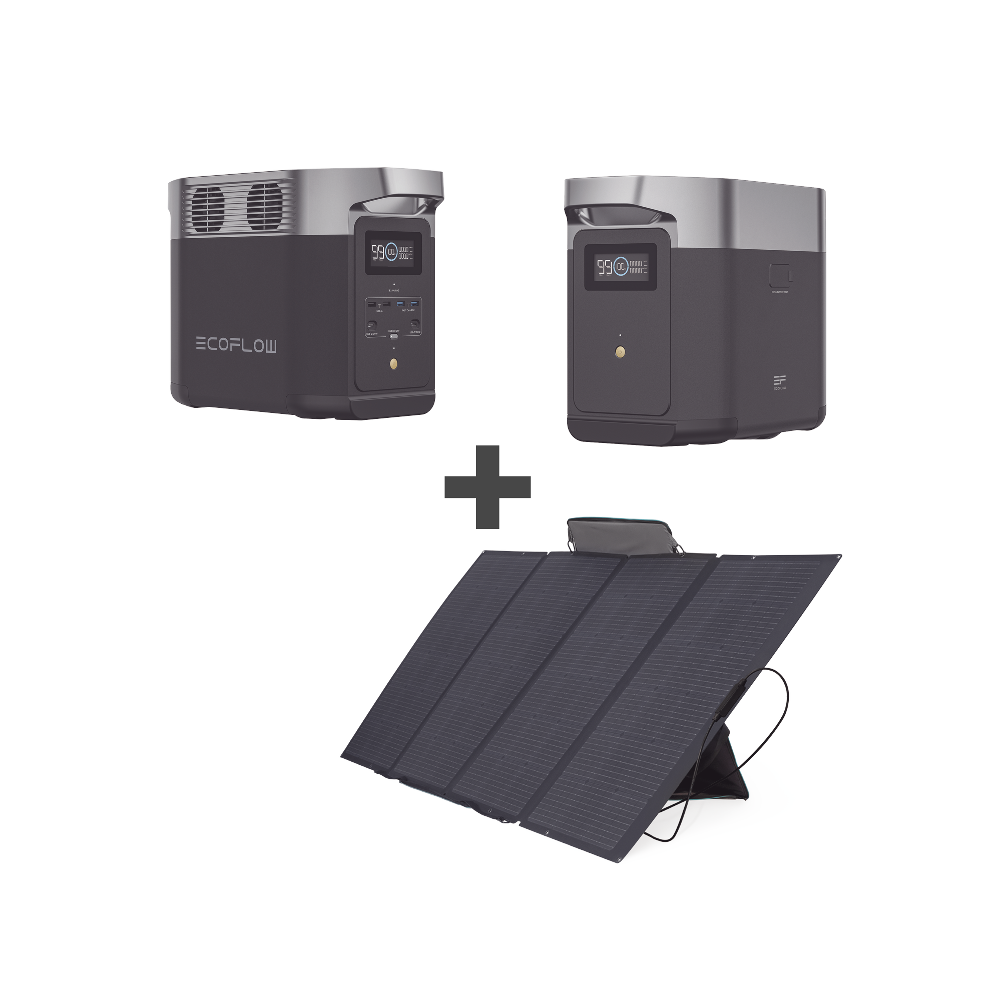 Kit de Estación de Energía Portátil 1024Wh + Batería Externa 1024Wh + Panel Solar Flexible 400W (2024Wh Totales)