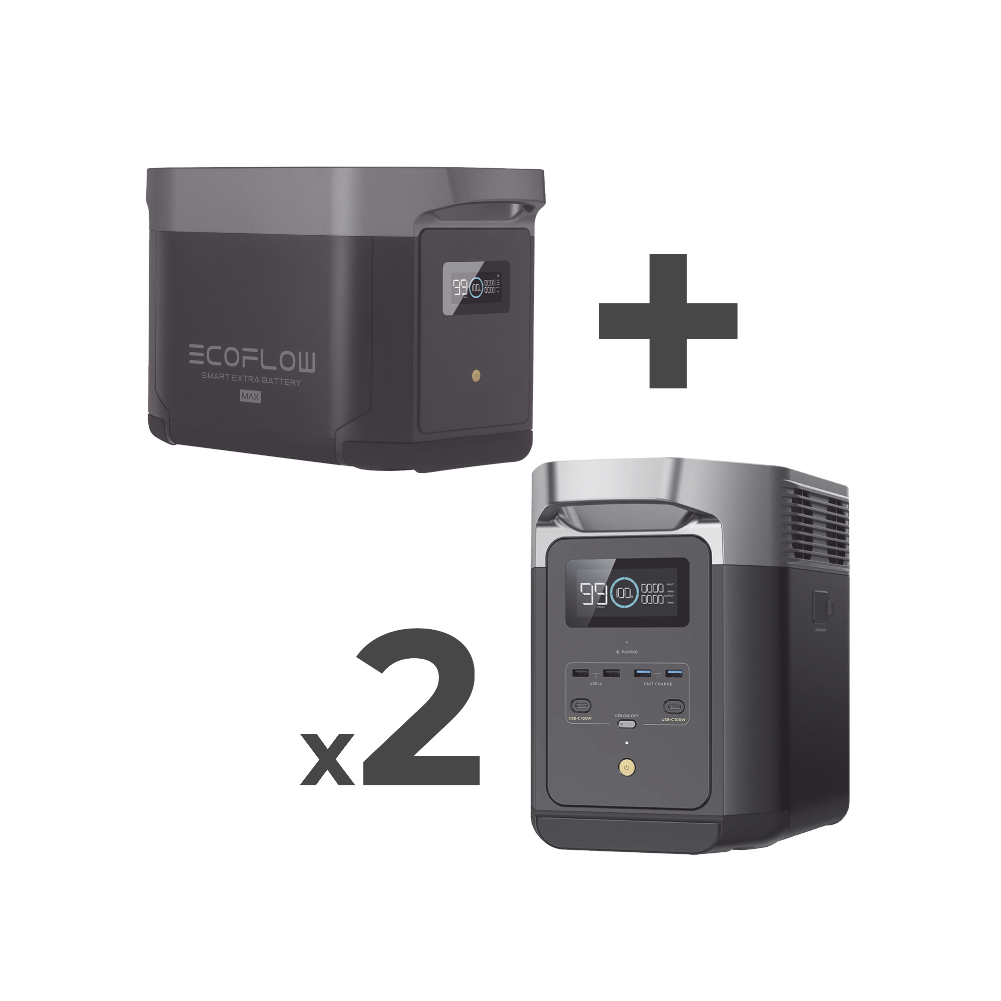 Kit de Estación de Energía Portátil 2048Wh + 2 Baterías Externas 2048Wh (6144Wh Totales)