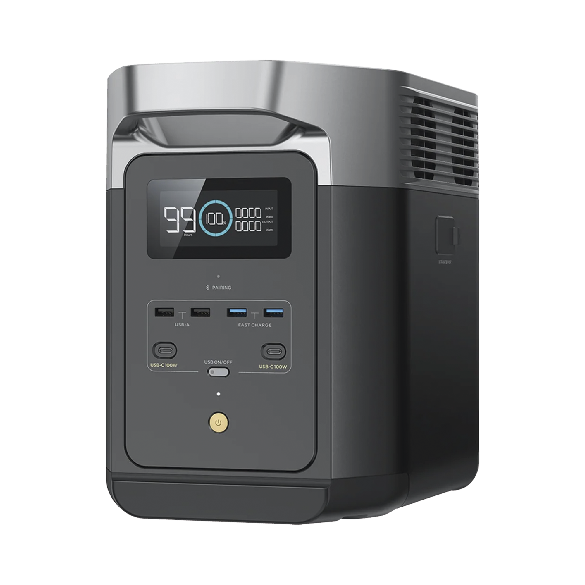 EcoFlow DELTA 2 MAX | Estación de Energía Portátil 2048Wh Litio LFP / 6 AC 2400 W (Max. 3400W) / 2 USB-C 100W / Capacidad para Aumentar Respaldo / Cargador de Coche 10A a 12.6V / Conectividad WiFi y Bluetooth (App) / Carga Solar 1000W