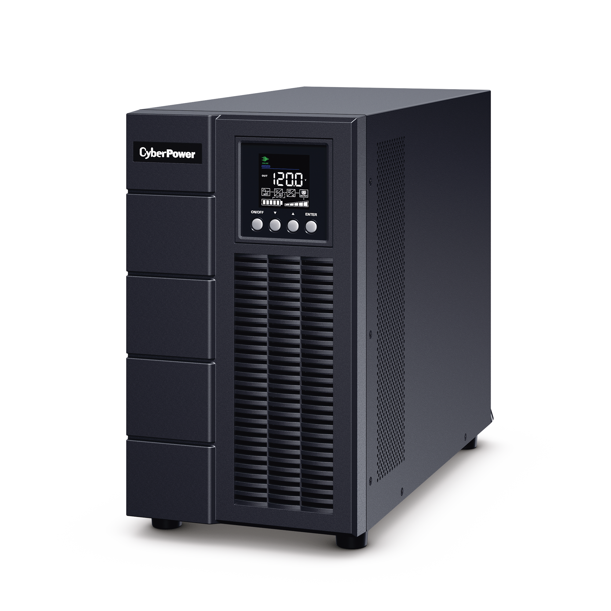 UPS de 3000 VA/2700 W, Online Doble Conversión, Entrada 120 Vca NEMA L5-30P, Onda Senoidal Pura, Tipo Torre, Con 4 Tomas NEMA 5-20R y 1 Block Hardwired