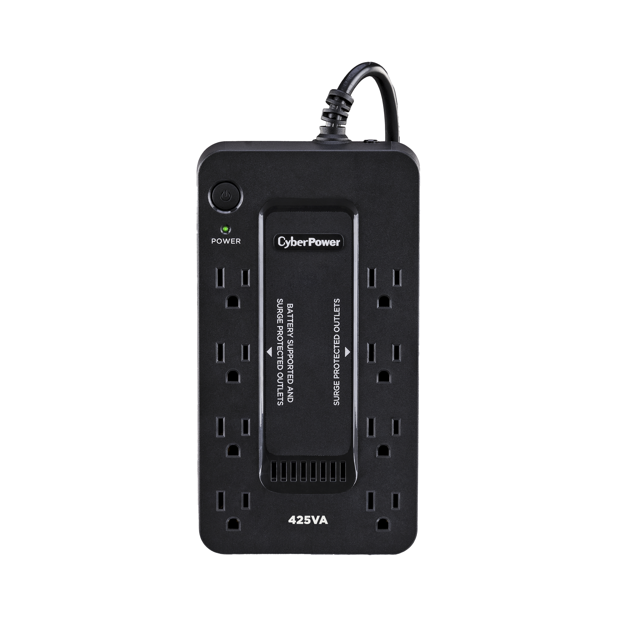 UPS de 425 VA/255 W, Topología Standby, Entrada 120 Vca NEMA 5-15P, Tipo Gabinete Compacto, Con 8 Tomas NEMA 5-15R