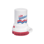 Bomba sumergible de achique de 2000 galones por hora a 12 Volts de corriente directa.