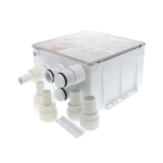 Sistema de desagüe para duchas con bomba de achique de 800 galones por hora a 24 Volts de corriente directa e interruptor de flotación