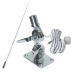 Antena marina de 6 dB de ganancia y montaje rotativo de acero inoxidable con 5 m de cable y conectores de instalación