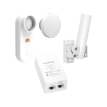 Kit de radio C5X, rango de frecuencia extendida (4.9 a 6.4 GHz),  incluye inyector POE, montaje universal para tubo o poste Y una antena de 12 dBi