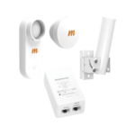 Kit de radios C5X, rango de frecuencia extendida (4.9 a 6.4 GHz),  incluye inyector POE, montaje universal para tubo o poste Y una antena de 16 dBi